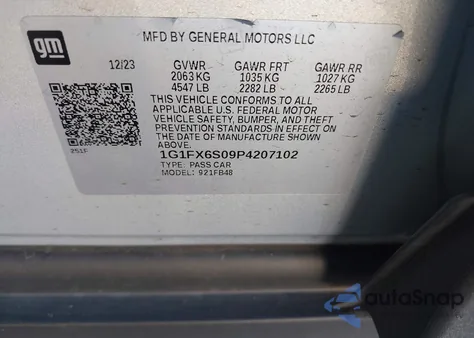 2023 Chevrolet Bolt Ev Fwd 2Lt из США, поврежденный, VIN 1G1FX6S09P4207102